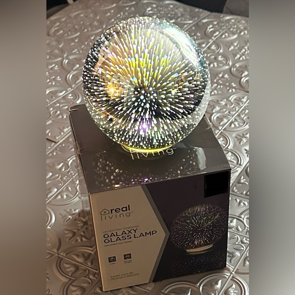 REAL LIVING Galaxy Glass Lamp 6” (Battery Operated)